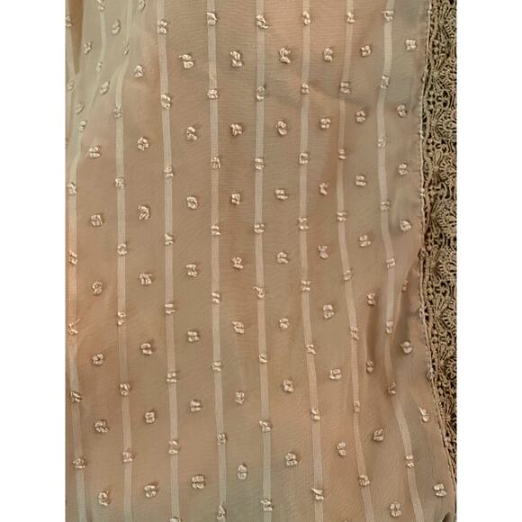 Sheer Beige Swiss Dot Striped Blouse size XL - Picture 7 of 10